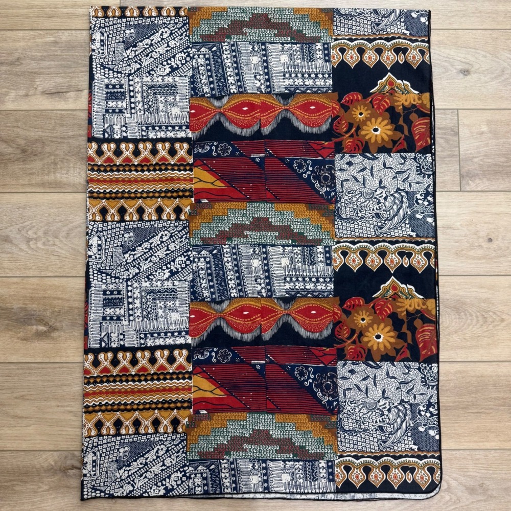 Vintage Patchwork Moody Batik Tablecloth Rectangle Global‎ Eclectic 84x58 Fabric